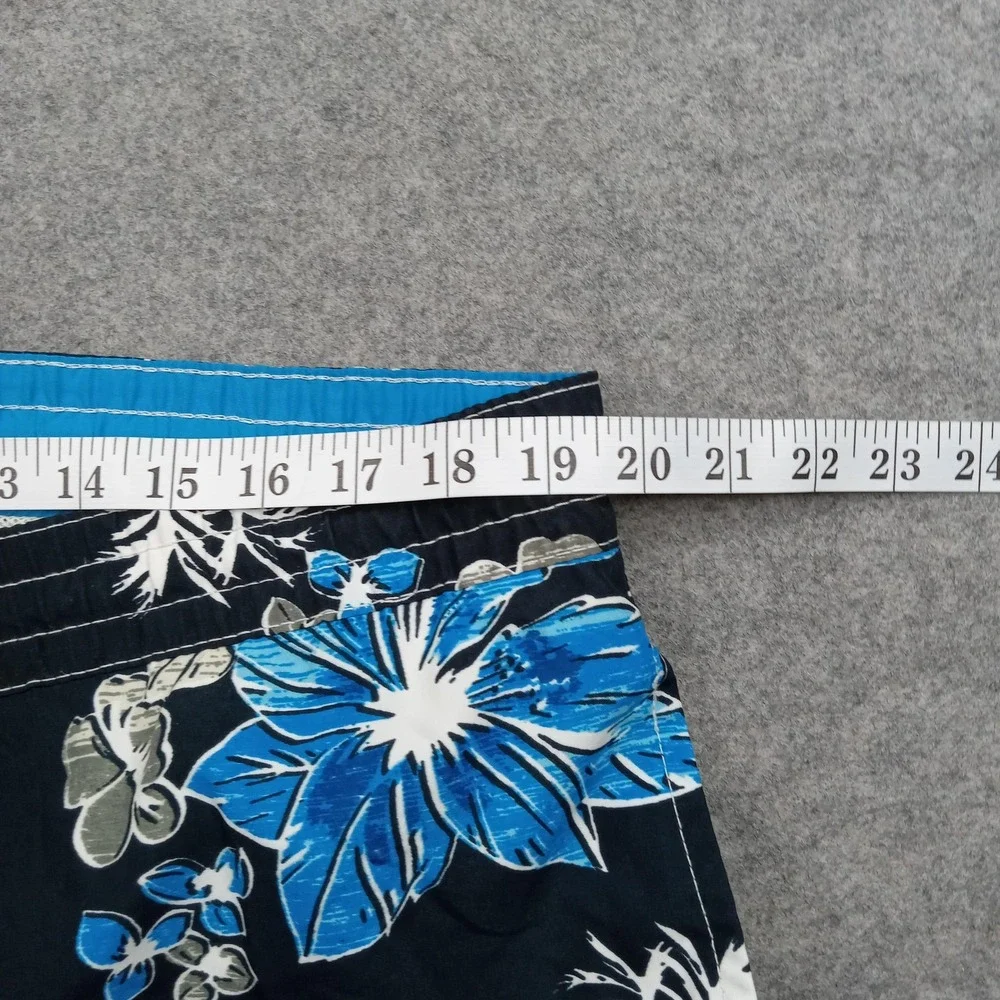Caribbean Joe Swim Trunks Mens‎ Large Black Blue Floral Board Shorts Mesh Lined